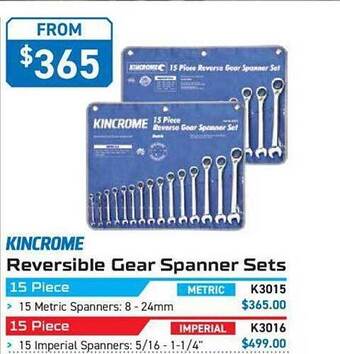 Kincrome reversible gear spanner sets