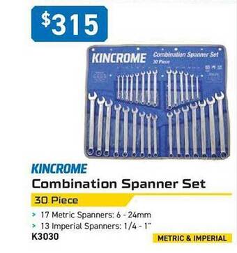 Kincrome Kincrome combination spanner set offer