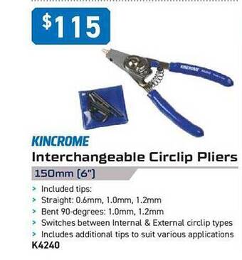 Kincrome interchangeable circlip pliers