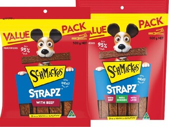 Woolworths Schmackos Strapz Dog Treats 500g offer