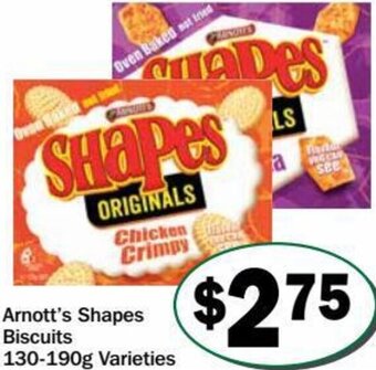 Friendly Grocer Arnott's shapes biscuits 130-190g varieties offer