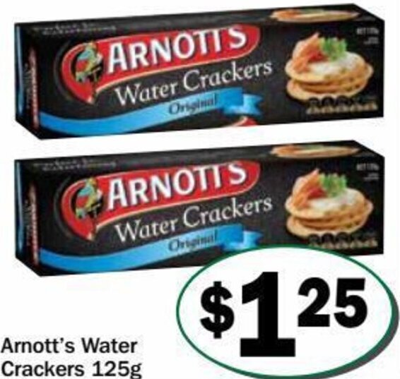 Arnott's water crackers 125g offer at Friendly Grocer