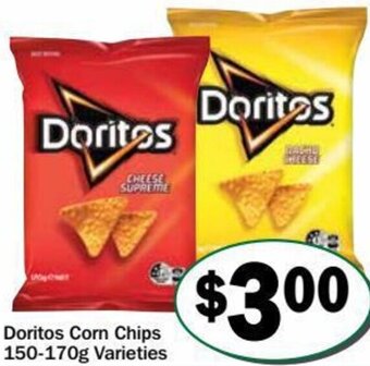 Friendly Grocer Doritos corn chips 150-170g varieties offer