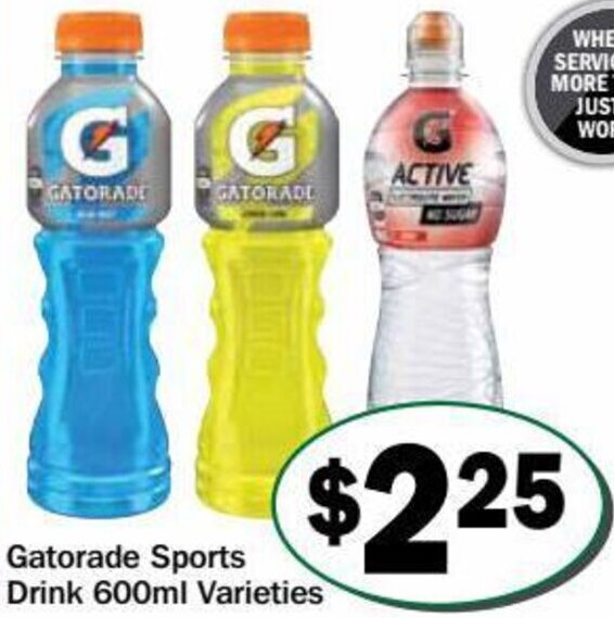 Gatorade sports drink 600ml varieties offer at Friendly Grocer