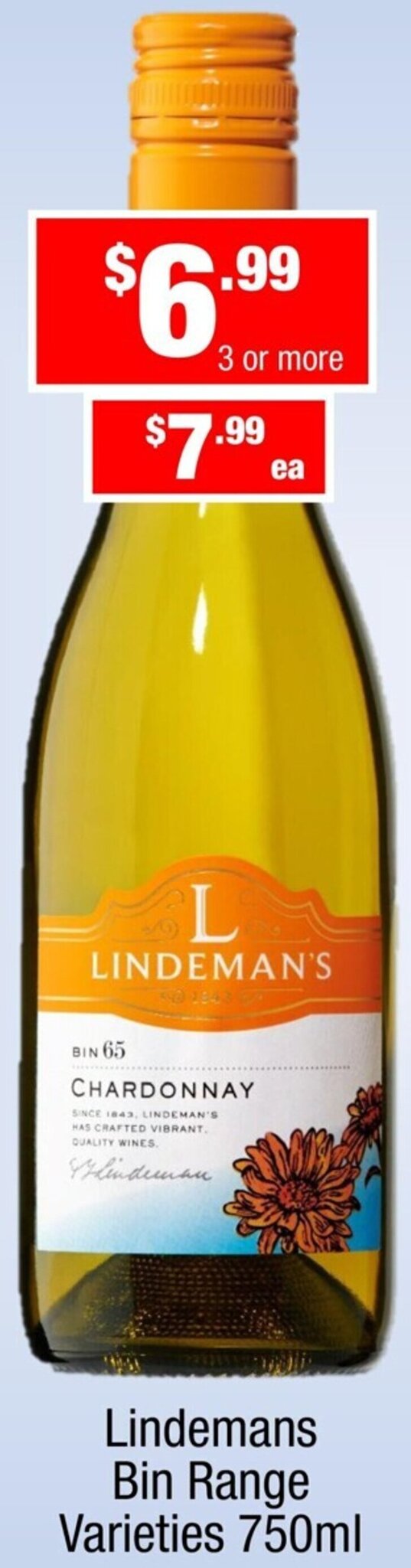 Lindemans bin range varieties 750ml offer at Liquor Stax