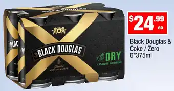 Liquor Stax Black Douglas & coke/ zero 6*375ml offer