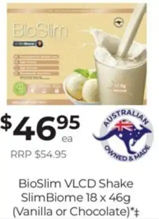 Bioslim VLCD shake slimbiome 18x46g (vanilla or chocolate)