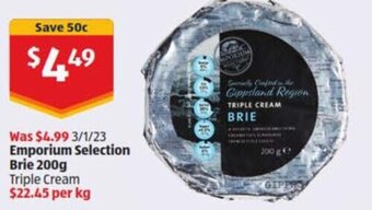 ALDI Emporium selection brie 200g offer