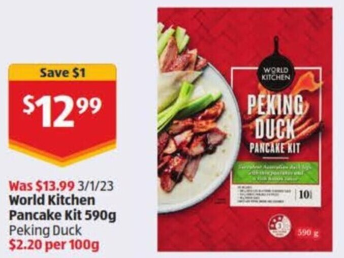 World kitchen pancake kit 590g peking duck offer at ALDI