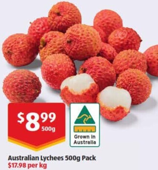 Australian lychees 500g offer at ALDI