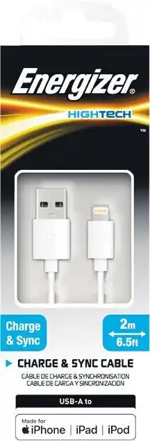 Woolworths Energizer iPhone Cable White 2 Metres offer