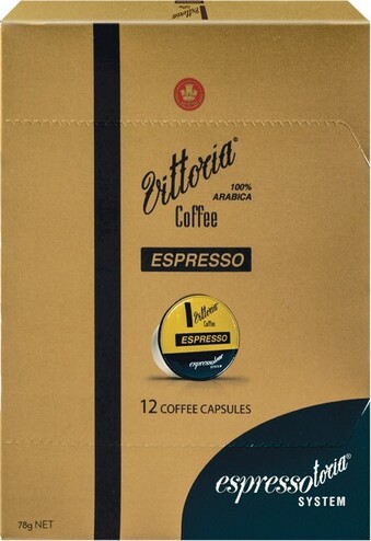 Vittoria Espressotoria Espresso Coffee Capsules Pk 12