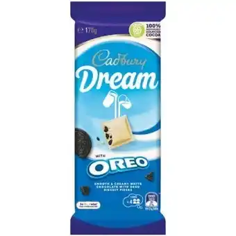 Woolworths Cadbury dream oreo block 170g offer