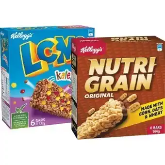Woolworths Kellogg’s lcms 120-138g pk 6 or nutri-grain bar original 144g pk 6 offer