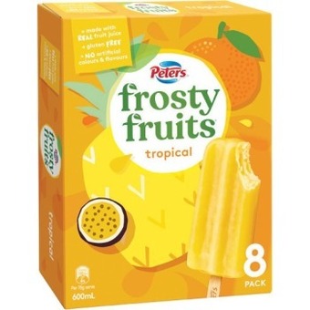 Woolworths Peters frosty fruits 520-600ml pk 8 offer