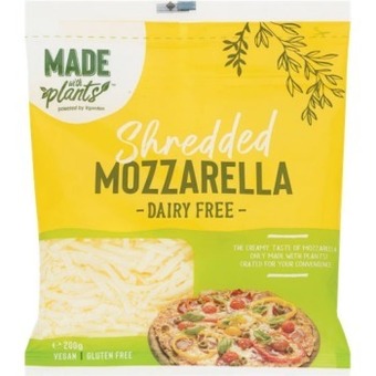 Made with plants dairy free shredded mozzarella or cheddar 200g