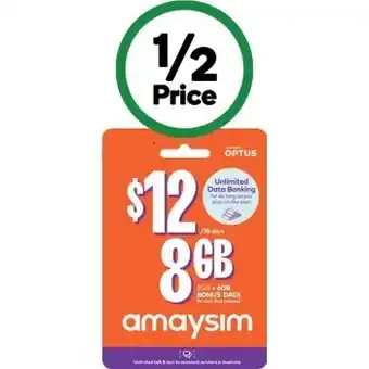 Woolworths Amaysim $12 starter pack‡ offer