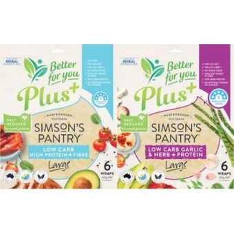 Coles Simson's pantry better for you wraps 420g offer