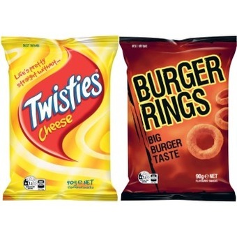 Coles Twisties, cheetos or burger rings 80g-90g offer