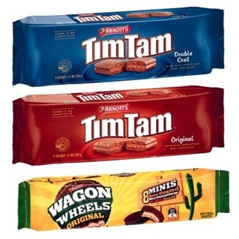 Coles Arnott's tim tam or wagon wheel biscuits 165g-200g offer