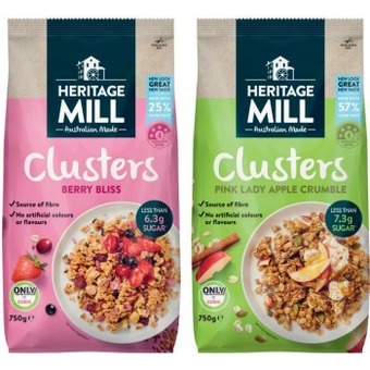 Coles Heritage mill muesli or clusters 750g offer