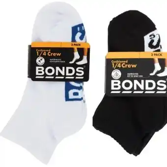 Coles Bonds kids logo ¼ crew sock 3 pack offer