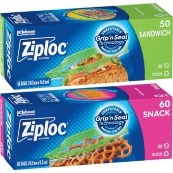 Coles Ziploc sandwich bag 50 pack or snack bag 60 pack offer