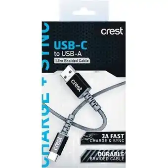 Woolworths Crest usb-c to usb-a braided cable 1.5 metre or lightning to usb-a flat cable 1.2 metre offer
