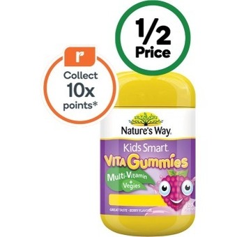 Woolworths Nature's way kids smart vita gummies multivitamin pk 120^ offer
