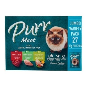 Coles Purr cat food pouch 27x85g offer