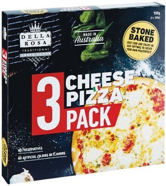 Woolworths Della Rosa Cheese Pizza 900g Pk 3 offer
