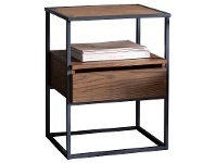 LivingStyles Mylee Pine Timber & Metal Side Table, Light Walnut offer