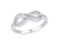 Bevilles Jewellery Infinity Ring with 1/5ct of Diamonds in 9ct White Gold - N offer