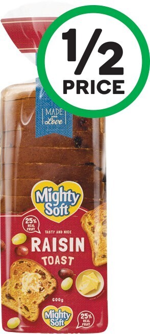 Woolworths Mighty Soft Raisin Toast 600g offer