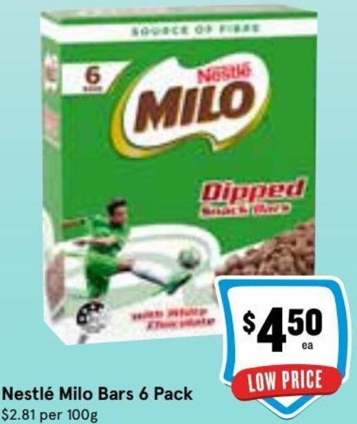 Nestlé Milo Bars 6 Pack offer at Ritchies