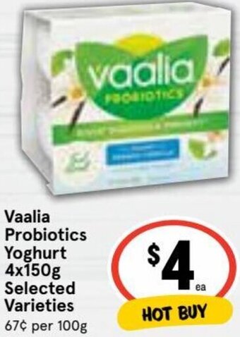 Ritchies Vaalia Probiotics Yoghurt 4x150g offer