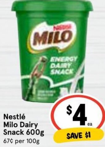 Ritchies Nestlé Milo Dairy Snack 600g offer