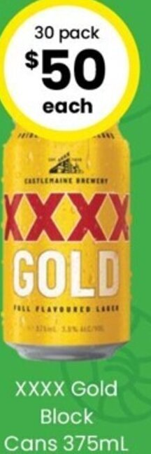 The Bottle O XXXX Gold Block Cans 375ml offer