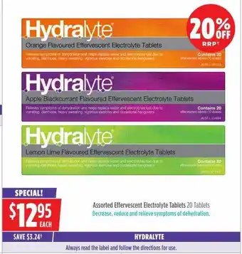 Wizard Pharmacy Hydralyte assorted effervescent electrolyte tablets offer