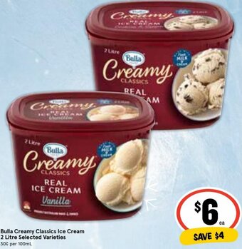 Ritchies Bulla Creamy Classics Ice Cream 2 Litre offer