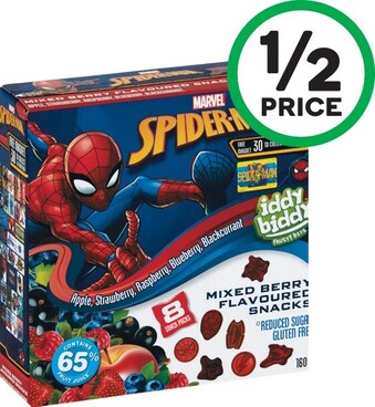 Iddy Biddy Fruit Snacks 160g Pk 8