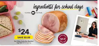 Drakes Sun Valley Australian Boneless Leg Ham per kg offer