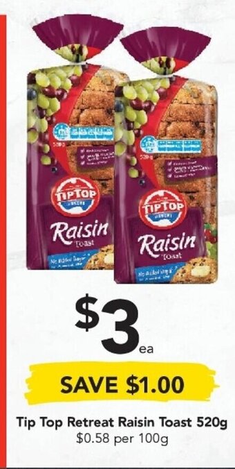 Drakes Tip Top Retreat Raisin Toast 520g offer