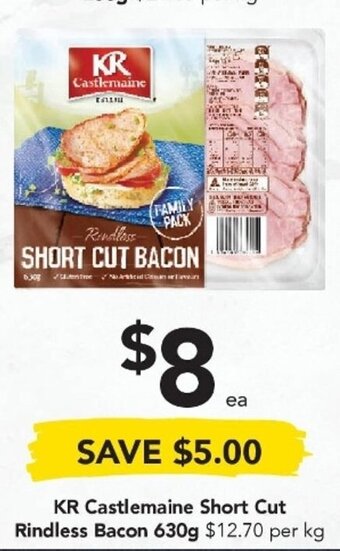 Drakes KR Castlemaine Short Cut Rindless Bacon 630g offer