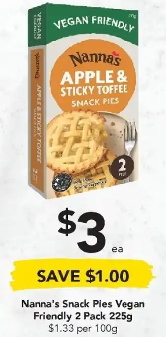 Drakes Nanna's Snack Pies Vegan Friendly 2 Pack 225g offer