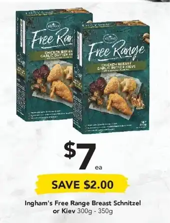 Drakes Ingham's Free Range Breast Schnitzel or Kiev 300g - 350g offer