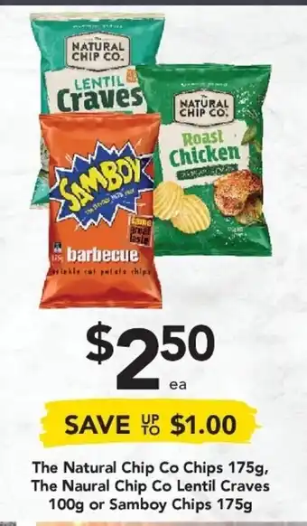 Drakes The Natural Chip Co Chips 175g, The Natural Chip Co Lentils Craves 100g or Samboy Chips 175g offer