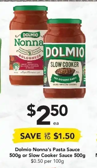 Drakes Dolmio Nonna's Pasta Sauce 500g or Slow Cooker Sauce 500g offer