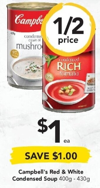 Drakes Campbell's Red & White Condensed Soup 400g-430g offer