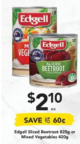 Drakes Edgell Sliced Beetroot 825g or Mixed Vegetables 420g offer